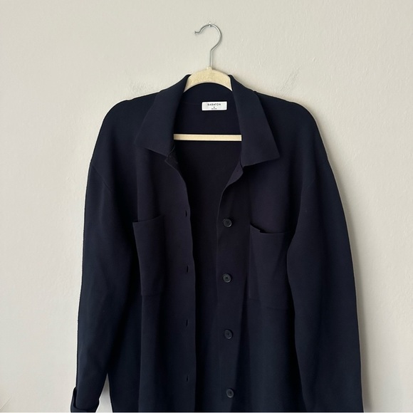 Aritzia Babaton Society Sweater Button Down Collar in Navy Medium - Picture 5 of 13
